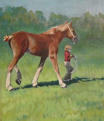 Belgian, horse, yearling, painting